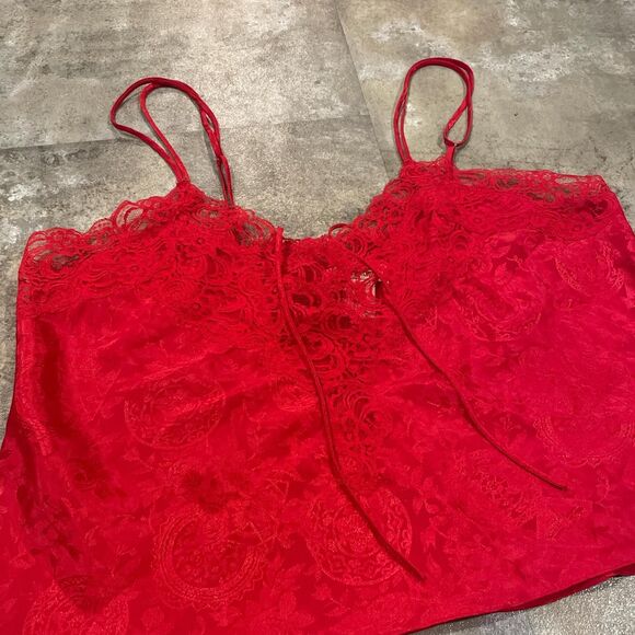 victoria’s secret vintage gold label red lace cropped fairy cami size large - Picture 2 of 6